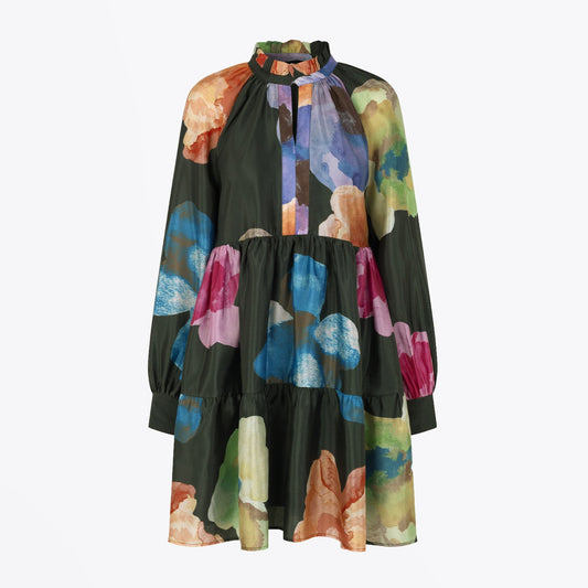 Jasmine - Floral Print Dress - Black/Multi