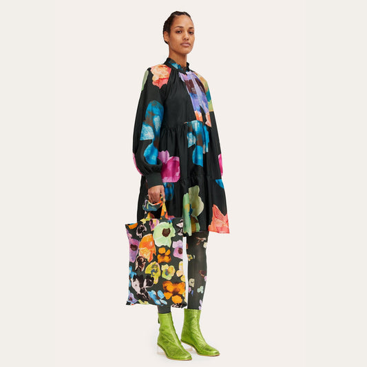 Jasmine - Floral Print Dress - Black/Multi