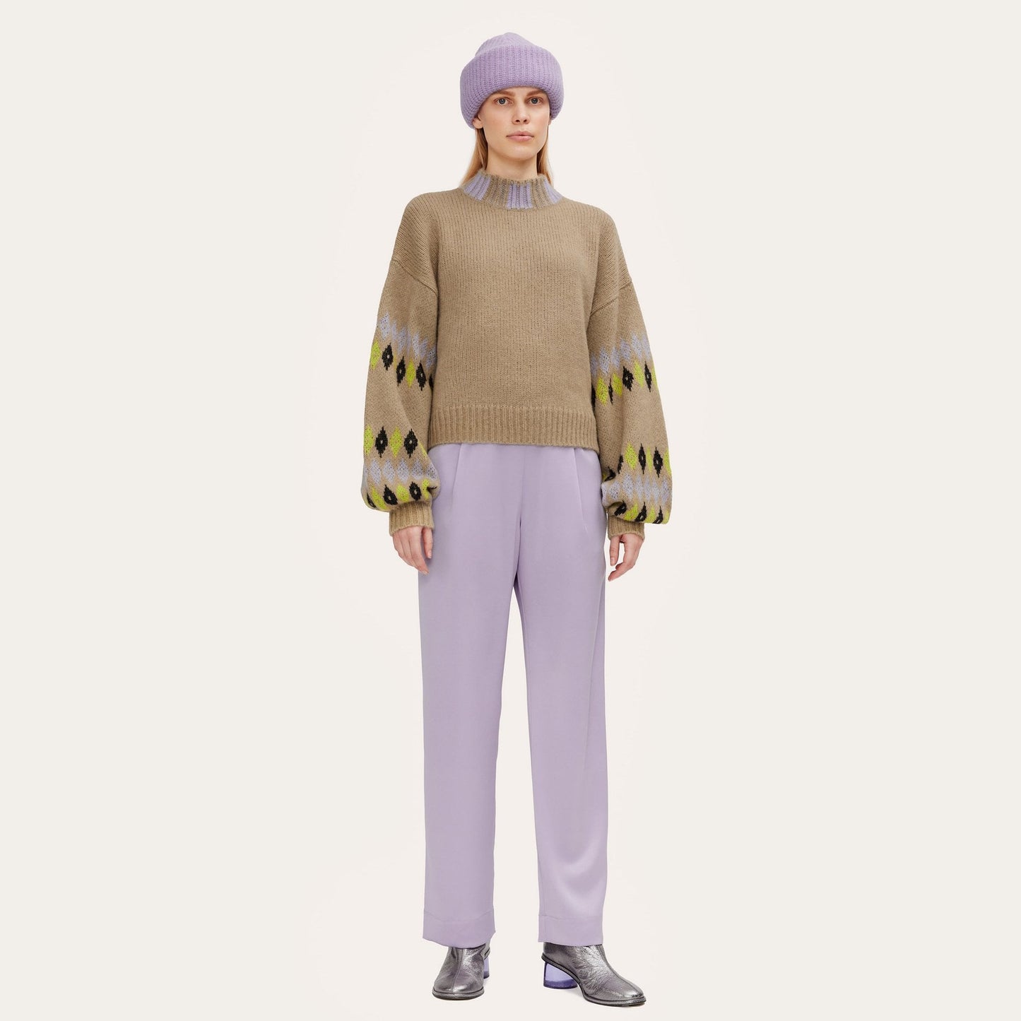 - Adonis - Fair Isle Sweater - Beige