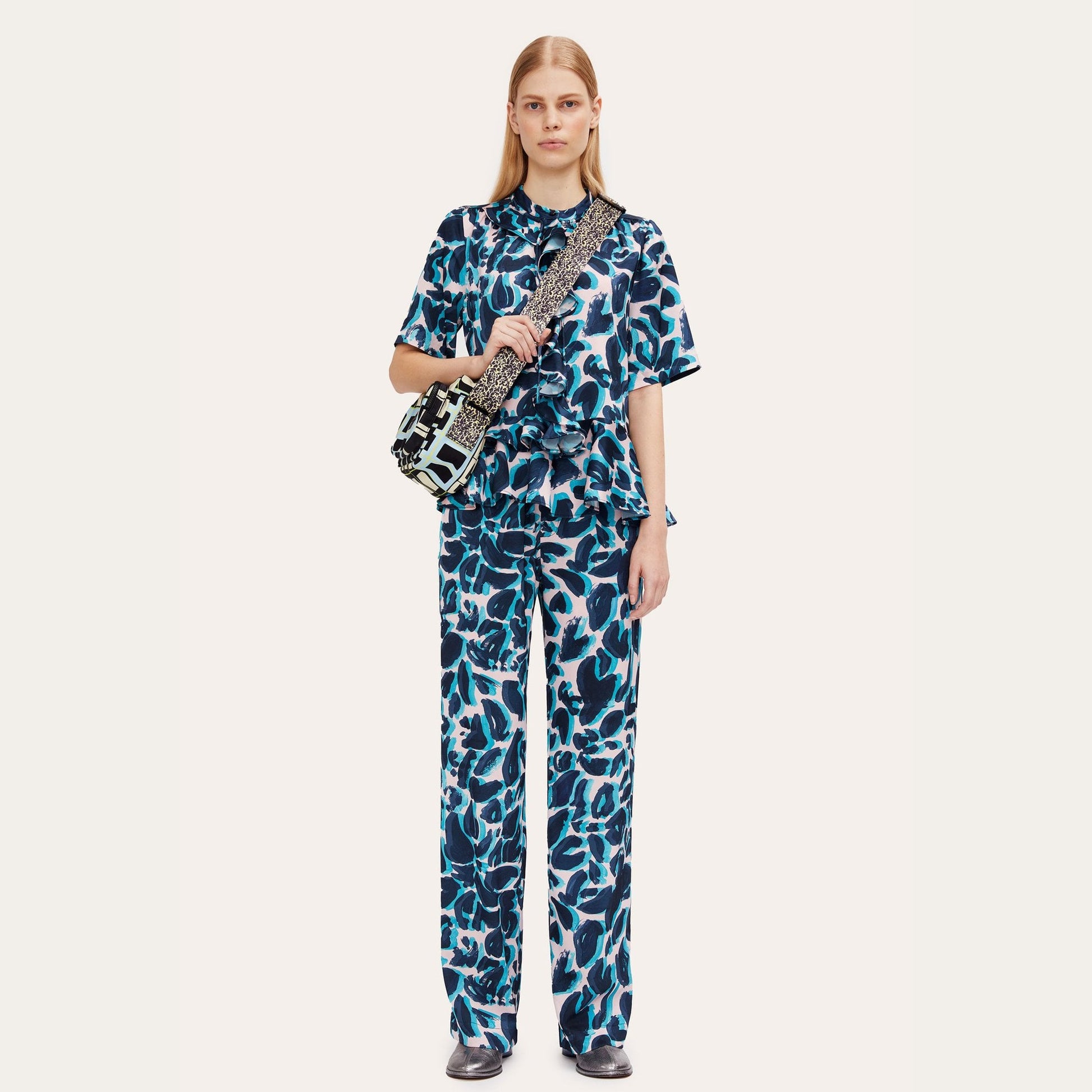 Stine Gulcan - Abstract Leaf Pants - Blue