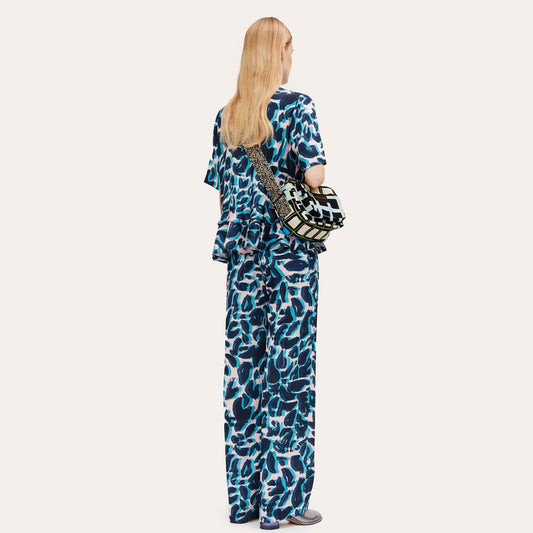 Gulcan - Abstract Leaf Pants - Blue