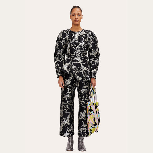 Isra - Jacquard Pants - Black