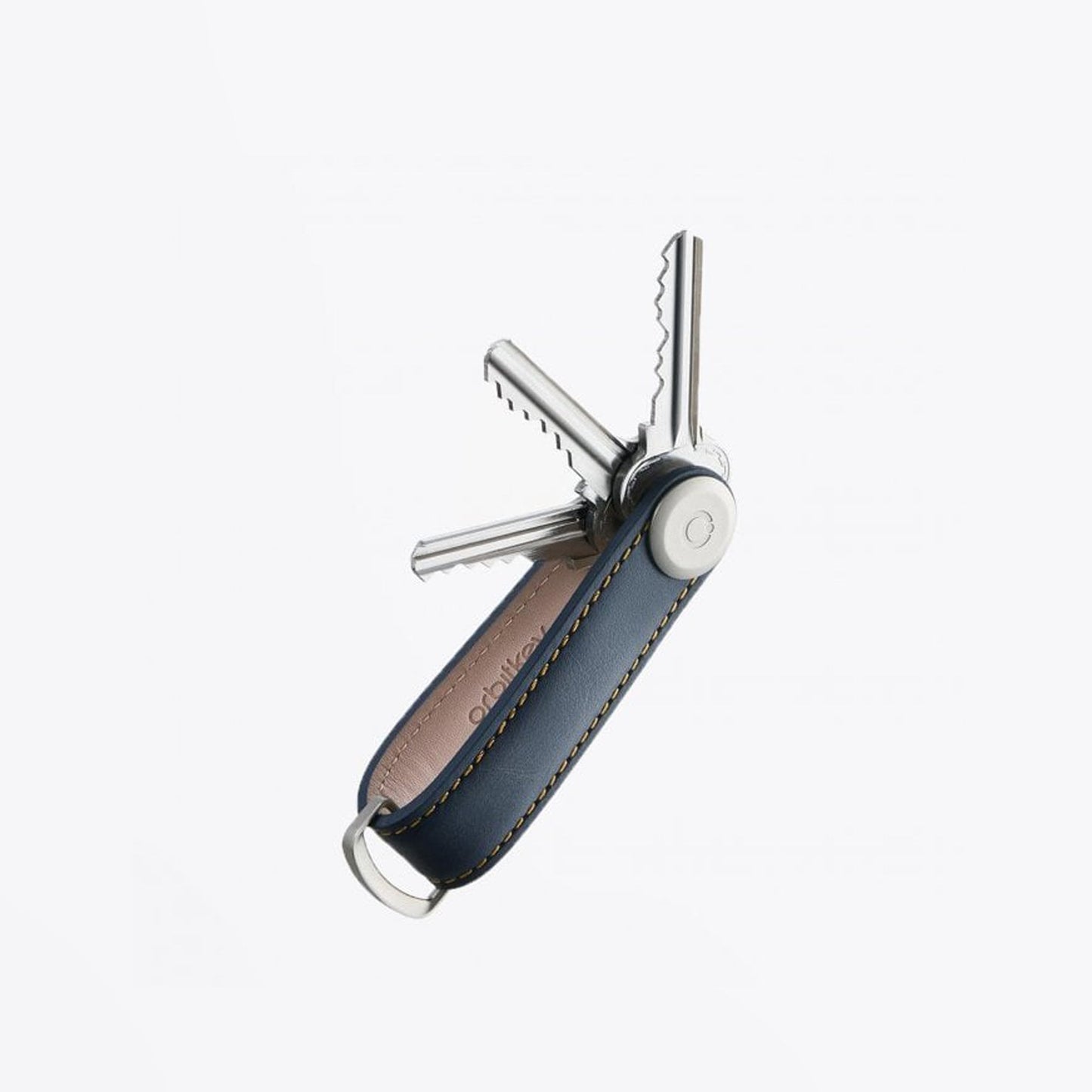 - Smooth Leather Key Organiser - Navy/Tan