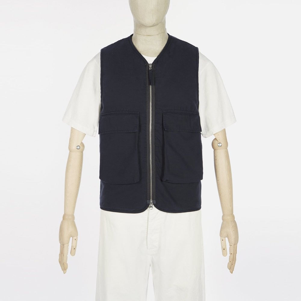 - Quilted Canvas Insulated Gilet - Deep Blue