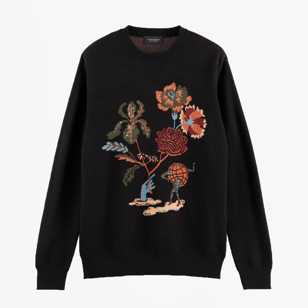 Scotch Intarsia Graphic Sweater - Black