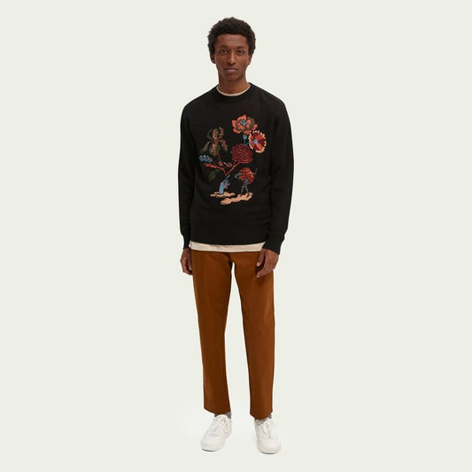 Intarsia Graphic Sweater - Black