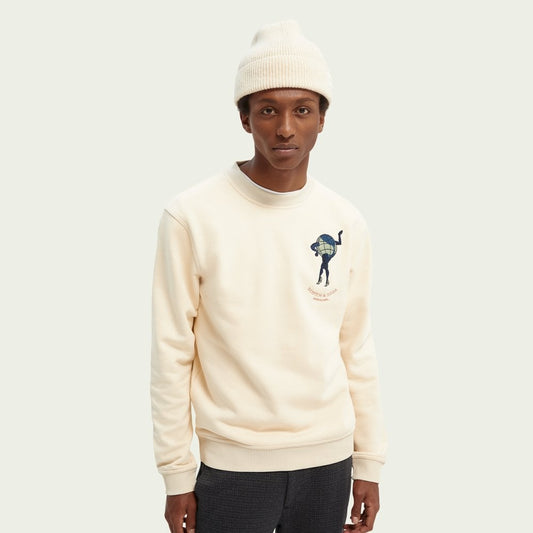 - Embroidered Graphic Sweater - White