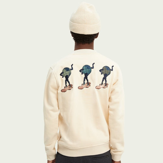 - Embroidered Graphic Sweater - White