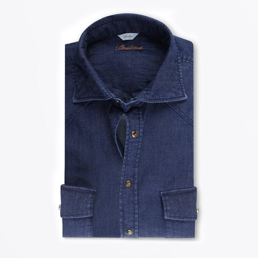 - Slimline Pocket Denim Shirt - Blue