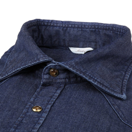 - Slimline Pocket Denim Shirt - Blue