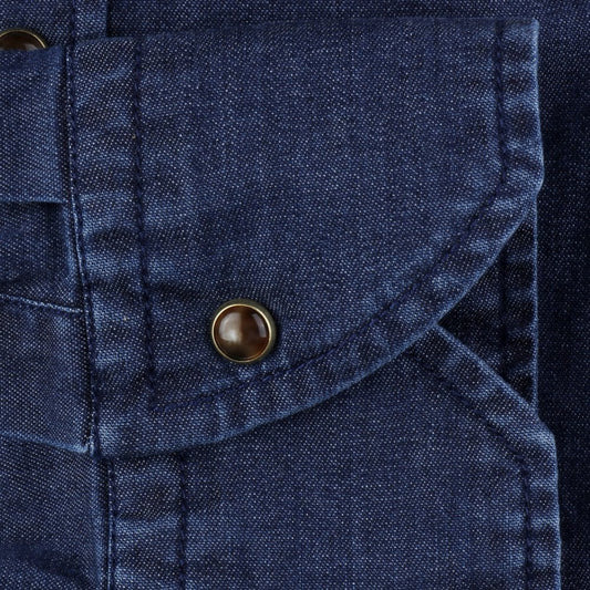 - Slimline Pocket Denim Shirt - Blue