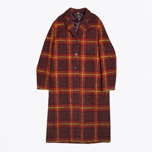 - Checked Bouclé Coat - Brown/Multi