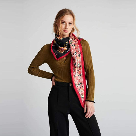 - Double Floral Shawl - Ivory/Multi