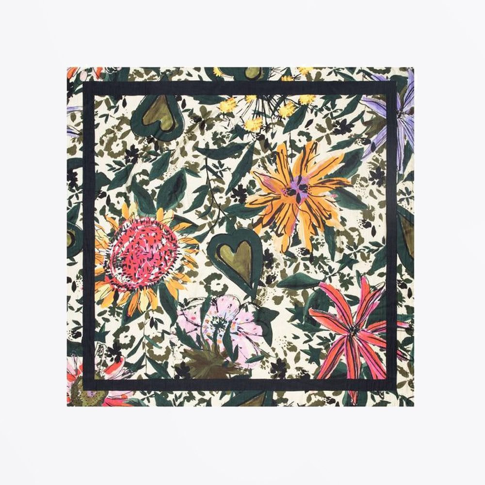 Pom Flower Love Print Shawl - Multi