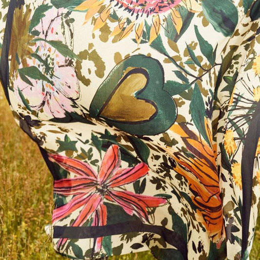 Flower Love Print Shawl - Multi