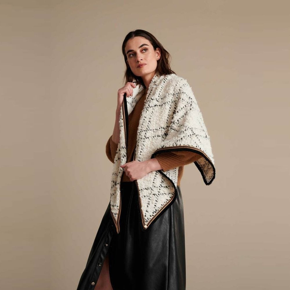 Wool-Blend Teddy Shawl - Ivory