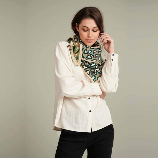 Floral and Heart Print Shawl - Green/Multi