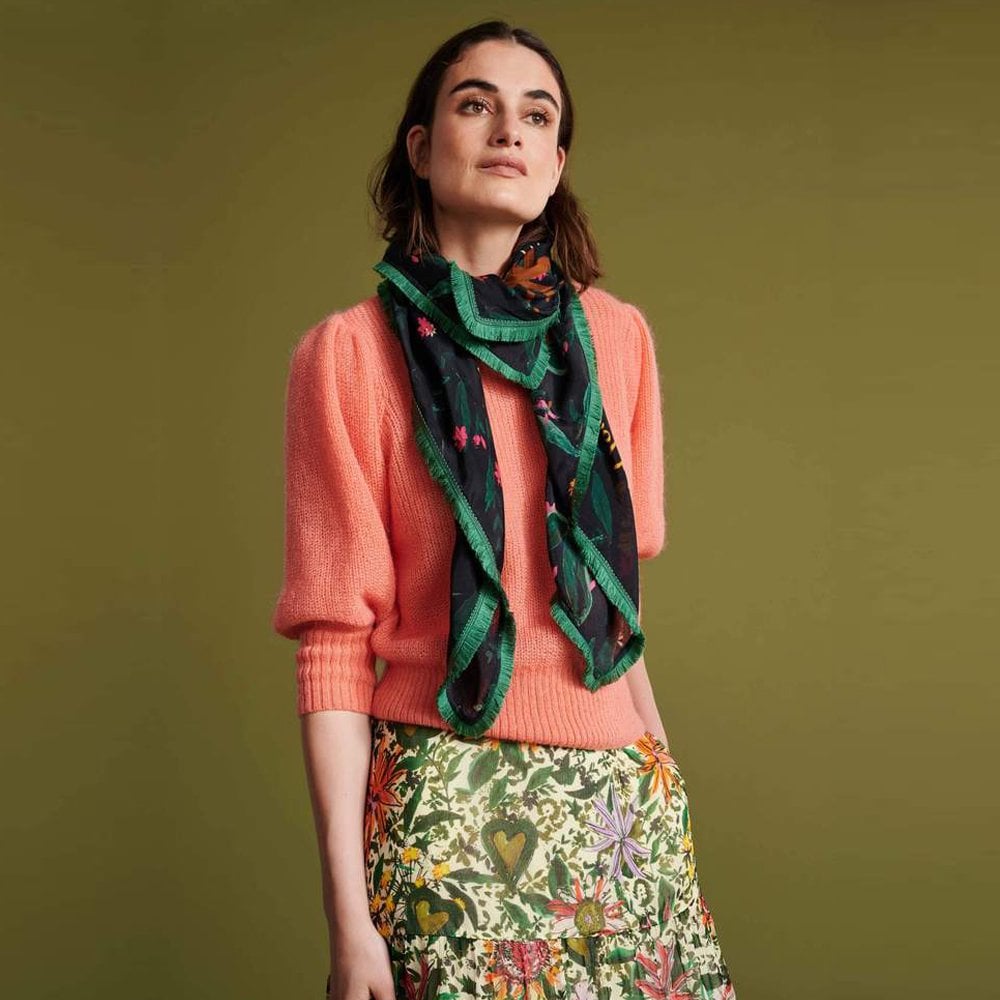 - 'Flower Love' Shawl - Black/Multi