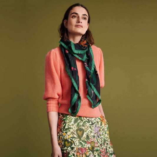 - 'Flower Love' Shawl - Black/Multi