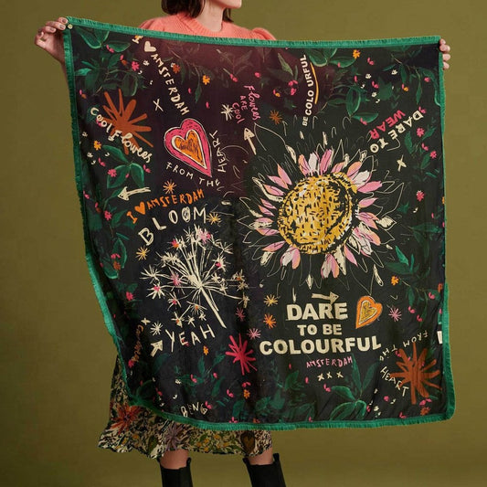 - 'Flower Love' Shawl - Black/Multi