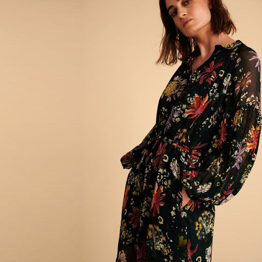 - Floral Print Dress - Black/Multi