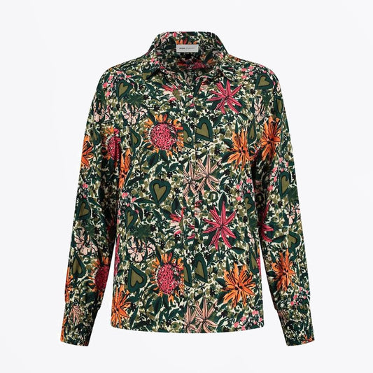 Floral and Heart Print Blouse - Multi