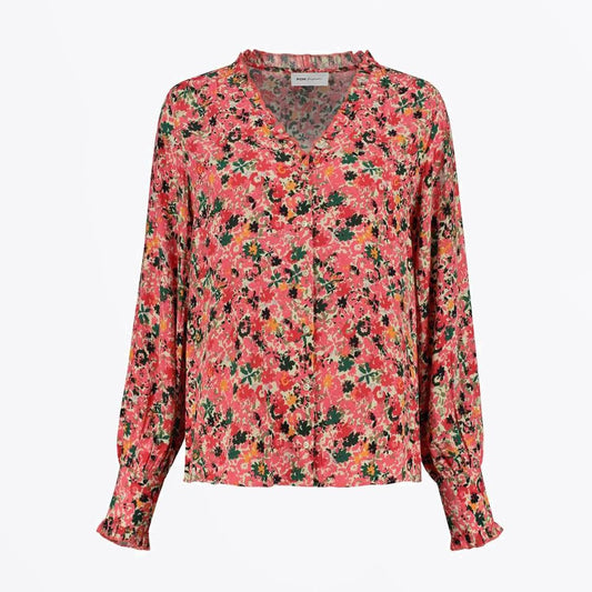- Abstract Floral Print Blouse - Pink/Multi