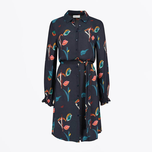 - 'Winks and Kisses' Print Dress - Dark Blue