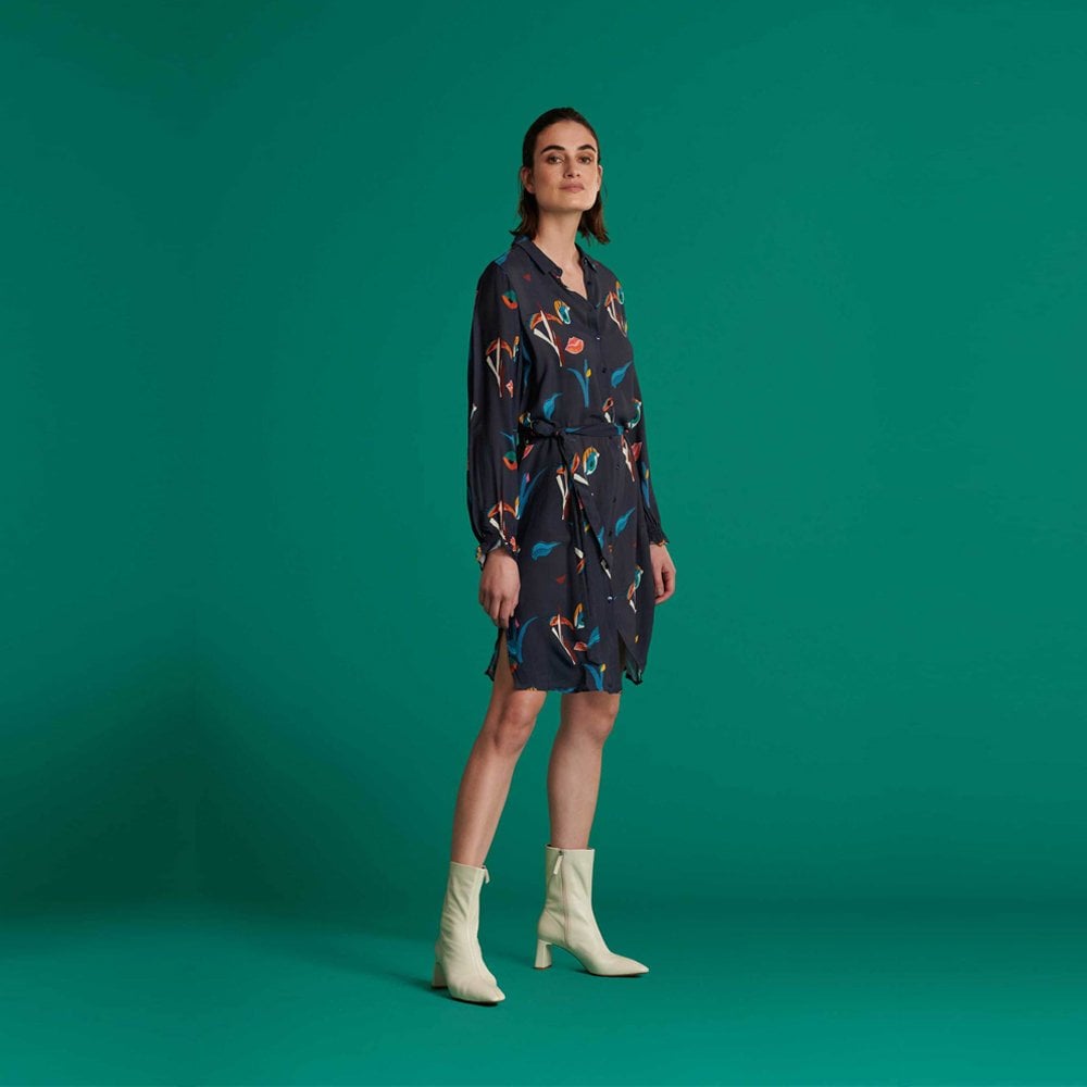 - 'Winks and Kisses' Print Dress - Dark Blue