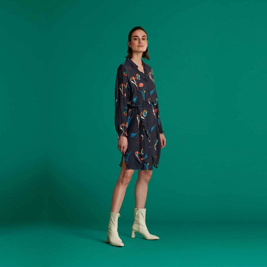 - 'Winks and Kisses' Print Dress - Dark Blue