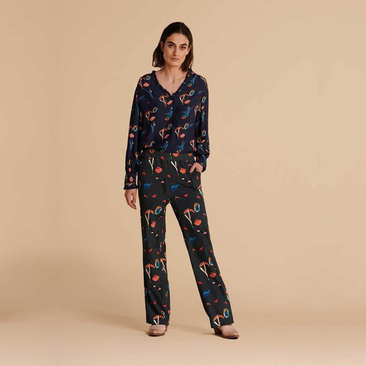 - 'Winks and Kisses' Print Blouse - Dark Blue