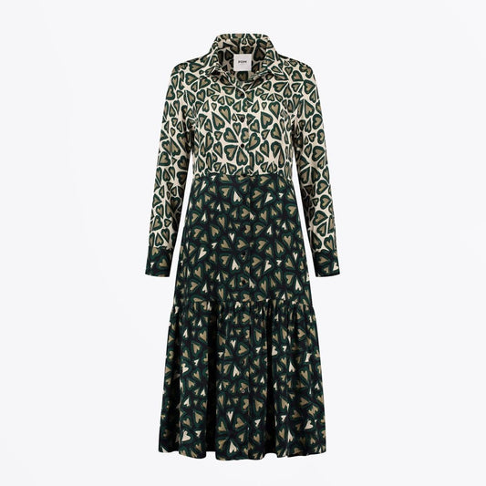 Heart Print Midi Dress - Ivory/Black