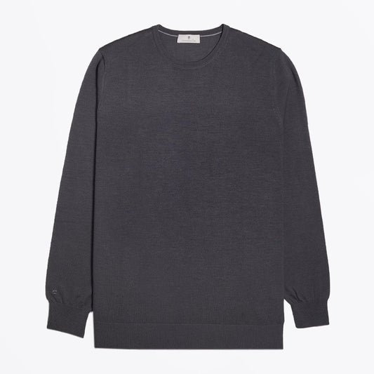 Merino Crew Neck Knit Sweater - Grey