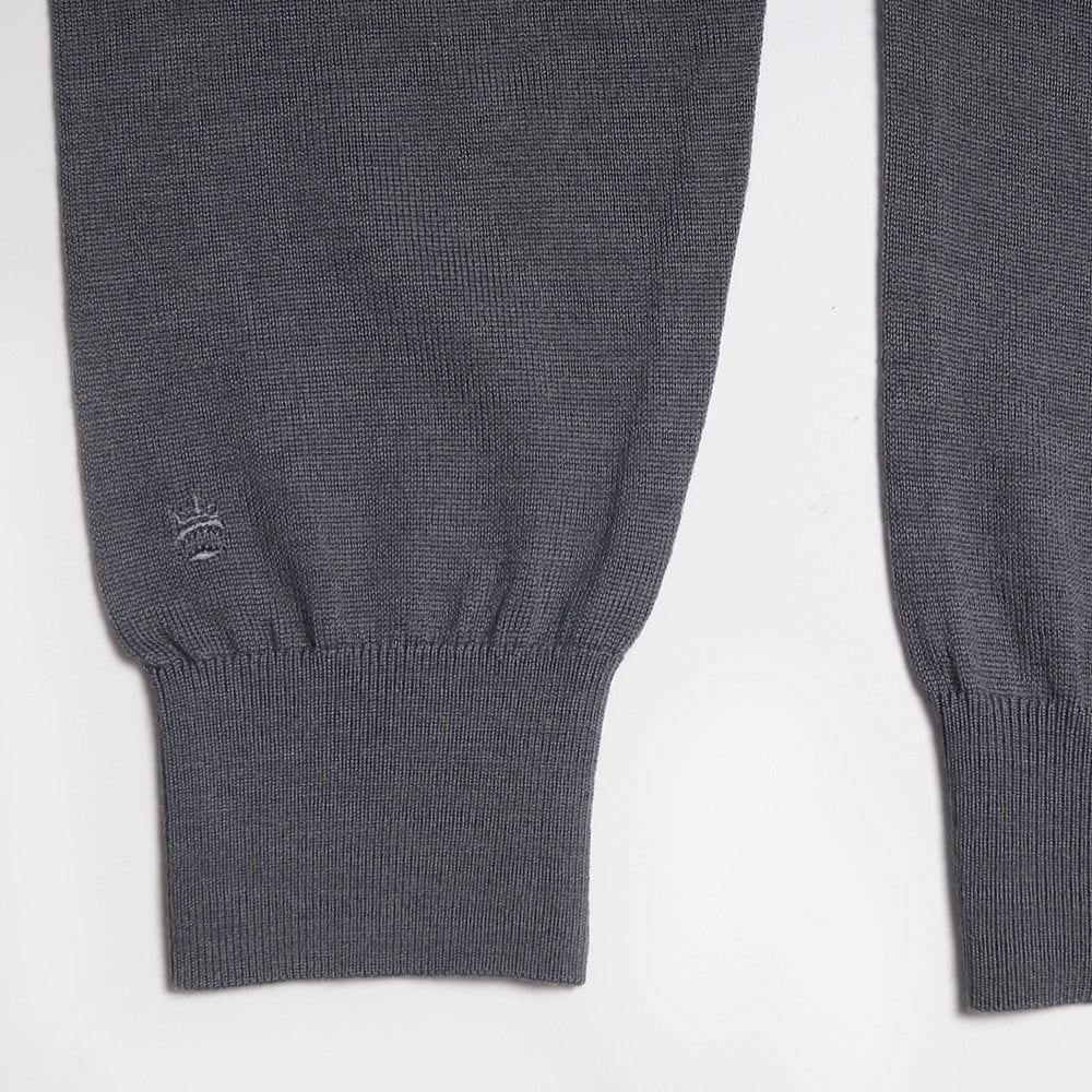 Merino Crew Neck Knit Sweater - Grey