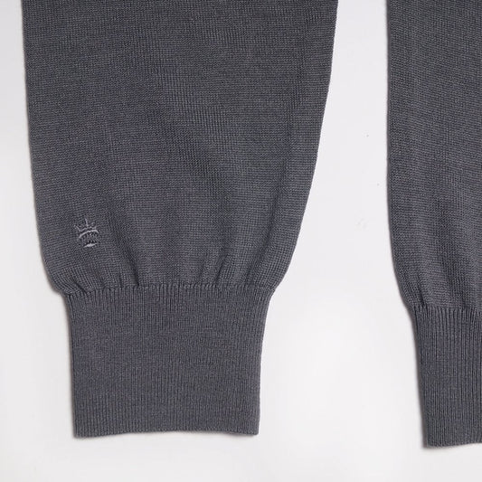 Merino Crew Neck Knit Sweater - Grey