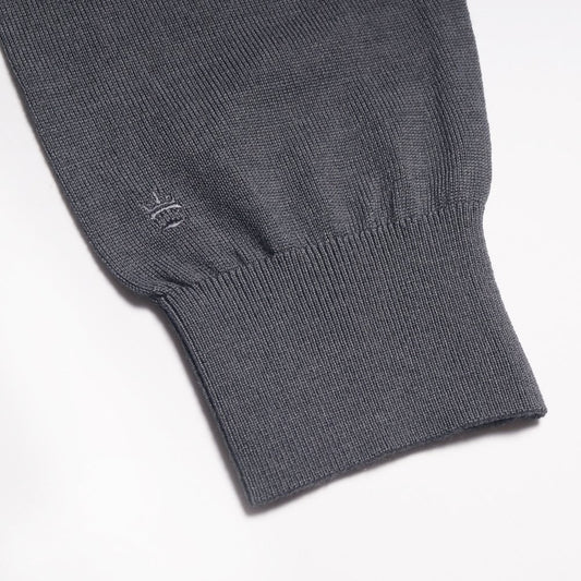 Merino Crew Neck Knit Sweater - Grey