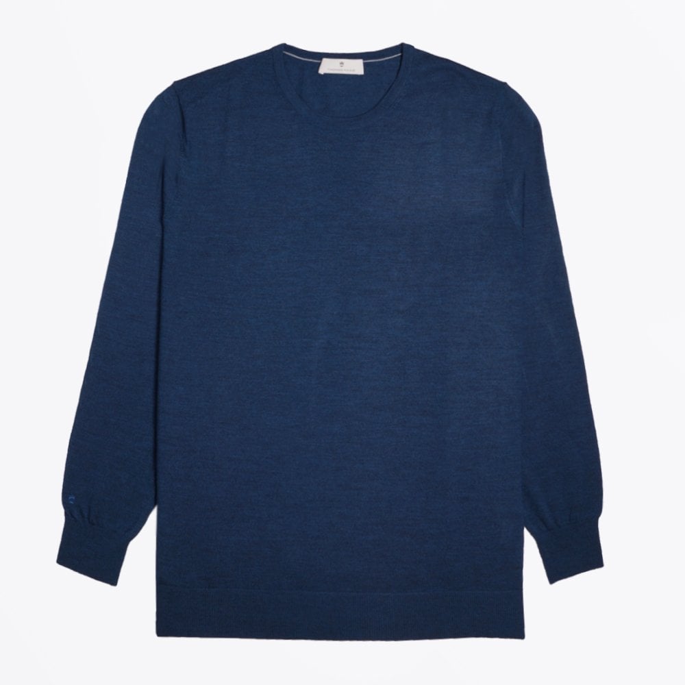 Thomas Merino Crew Neck Knit Sweater - Blue