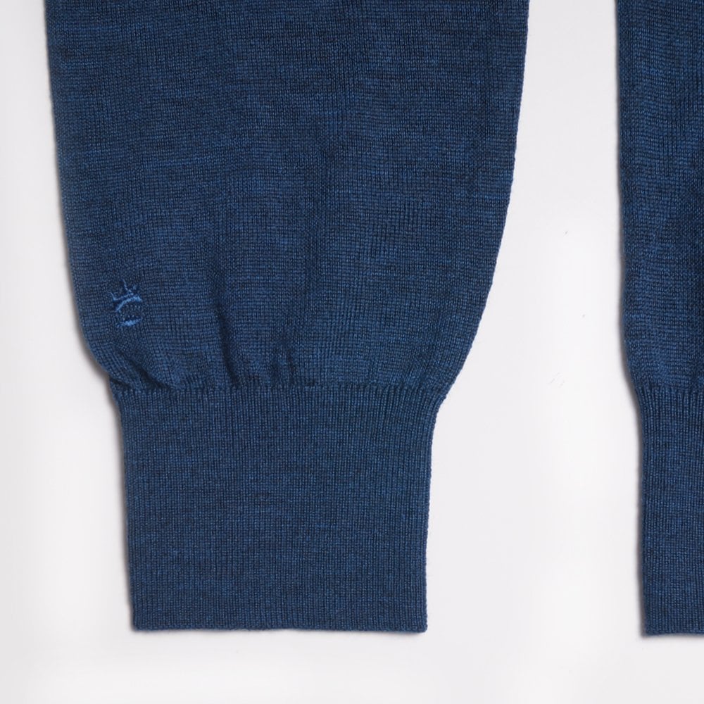 Merino Crew Neck Knit Sweater - Blue