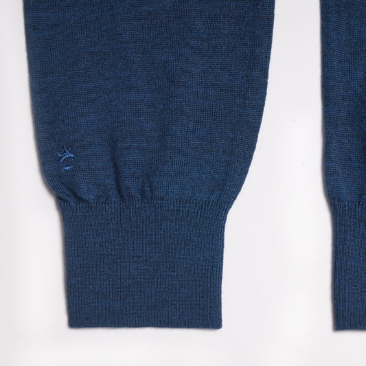 Merino Crew Neck Knit Sweater - Blue