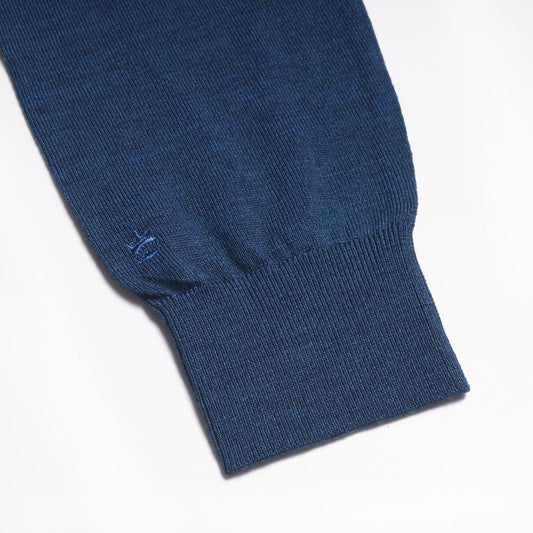 Merino Crew Neck Knit Sweater - Blue