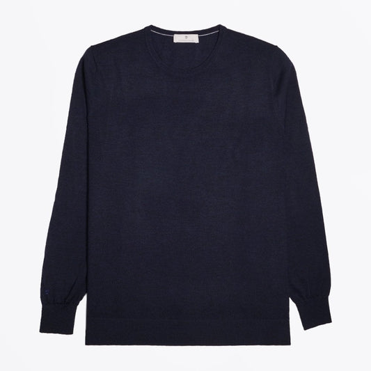 Merino Crew Neck Knit Sweater - Navy