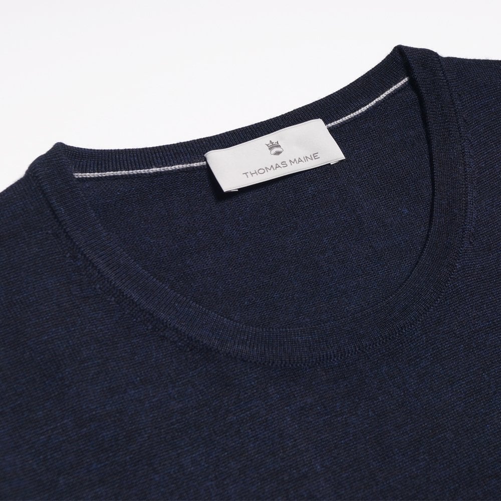 Thomas Merino Crew Neck Knit Sweater - Navy