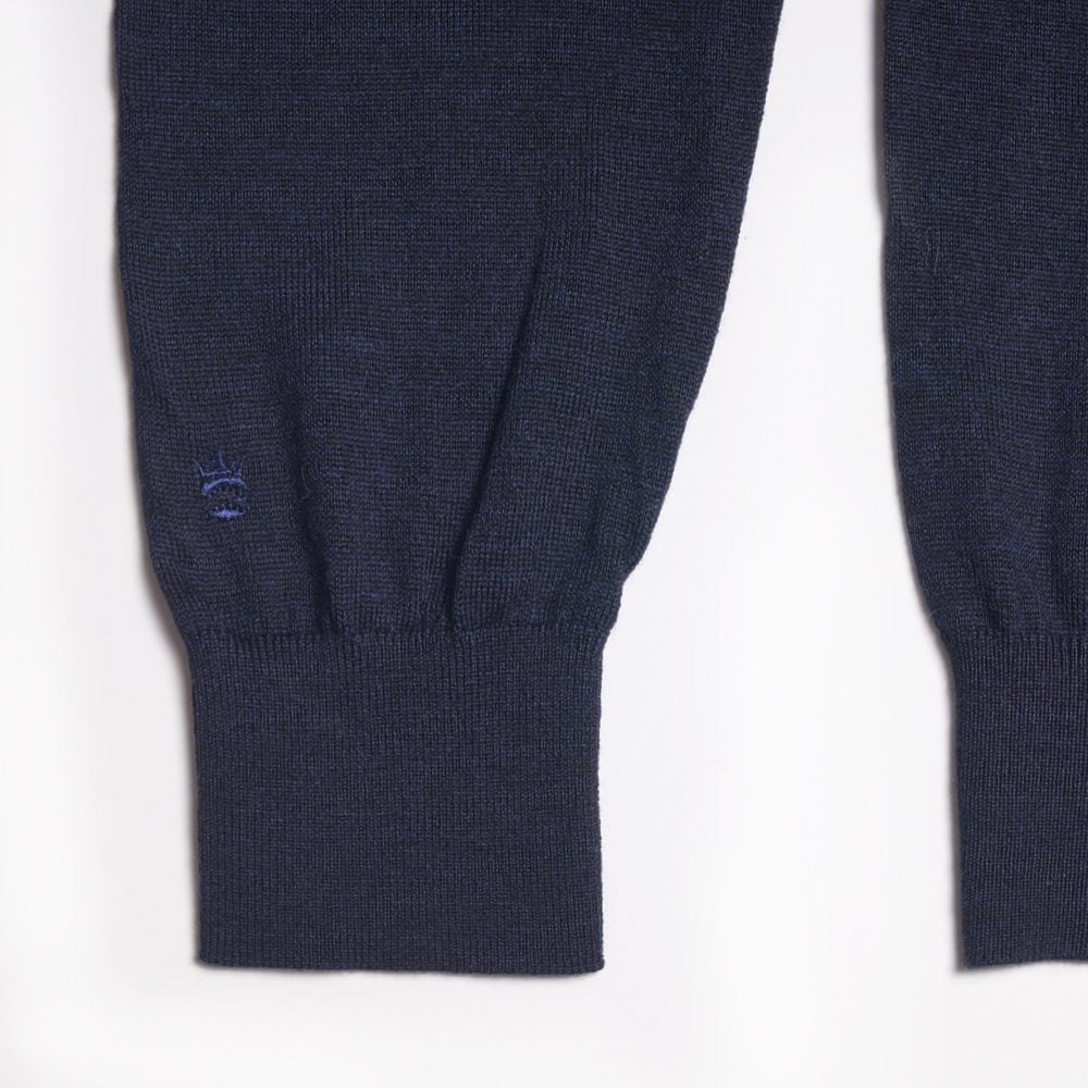 Thomas Merino Crew Neck Knit Sweater - Navy