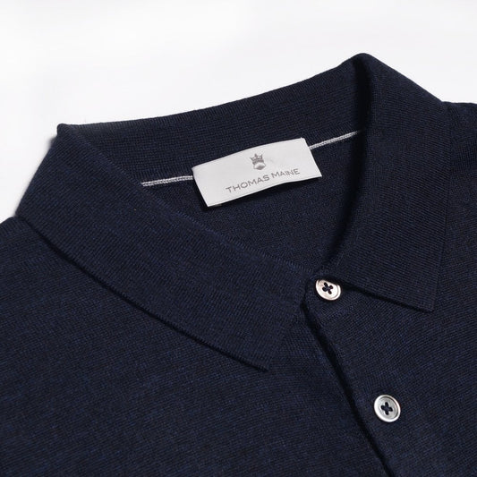 Merino Polo Shirt - Navy