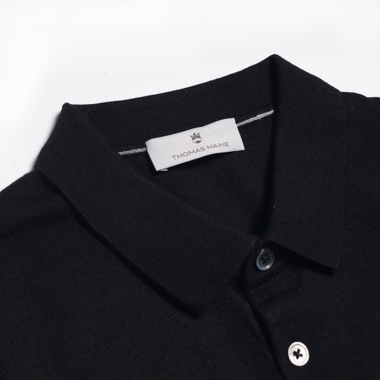 Merino Polo Shirt - Black