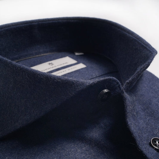 - Cashmere-Blend Flannel Shirt - Navy