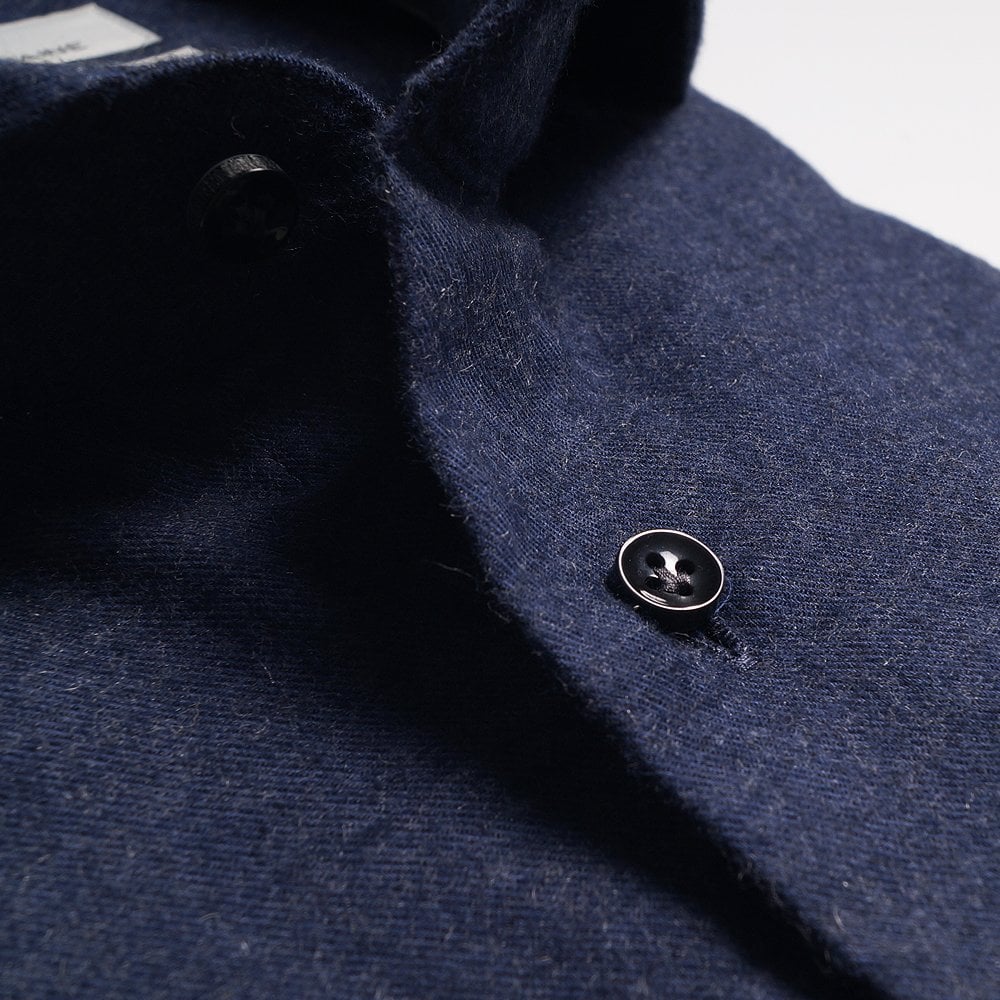 - Cashmere-Blend Flannel Shirt - Navy