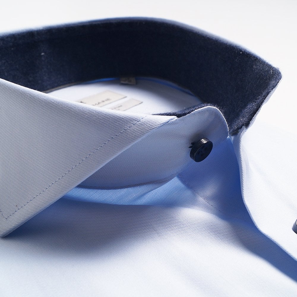 - Contrast Insert Shirt - Light Blue