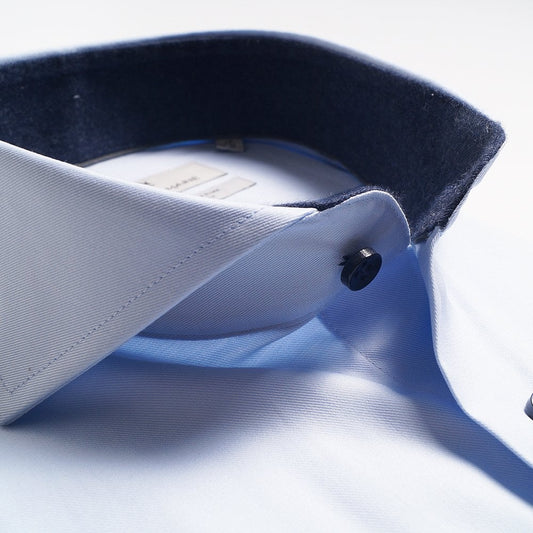 - Contrast Insert Shirt - Light Blue