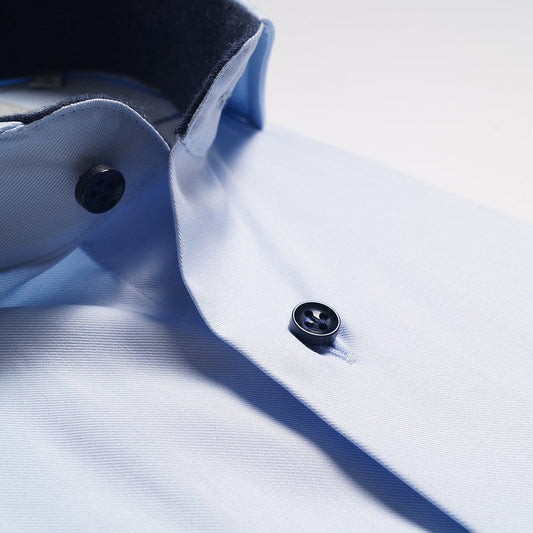 - Contrast Insert Shirt - Light Blue